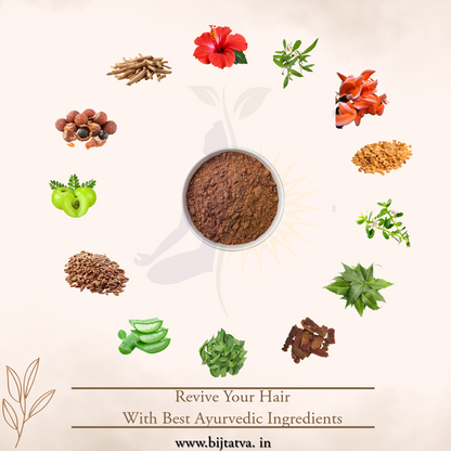 Hero Ingredients of Ayurvedic Hair Fall Control Solution – Amla, Bhringraj, Brahmi, Hibiscus, Fenugreek, Neem, Curry Leaves by BIJ Tatva

