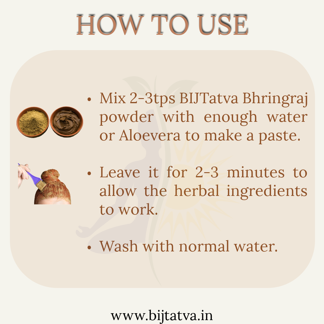 How to Use BIJ Tatva Bhringraj Powder – Mix with Water or Oil & Apply to Scalp and Hair

