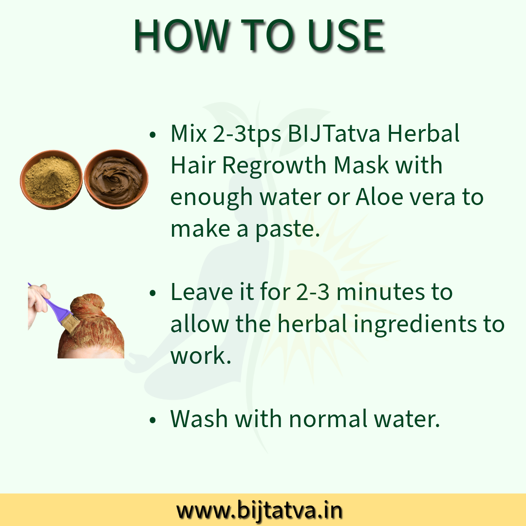 How to Use BIJ Tatva Herbal Hair Mask – Mix Powder with Water or Curd & Apply to Scalp and Hair