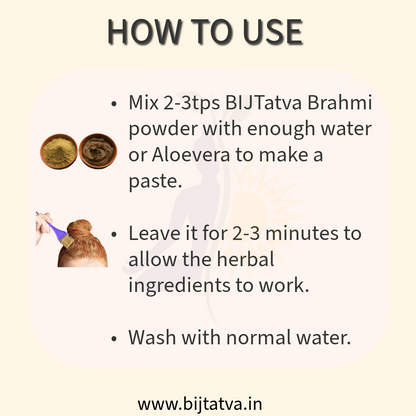 How to Use BIJ Tatva Brahmi Powder – Mix with Water or Oil, Apply to Scalp for Hair & Mental Wellness