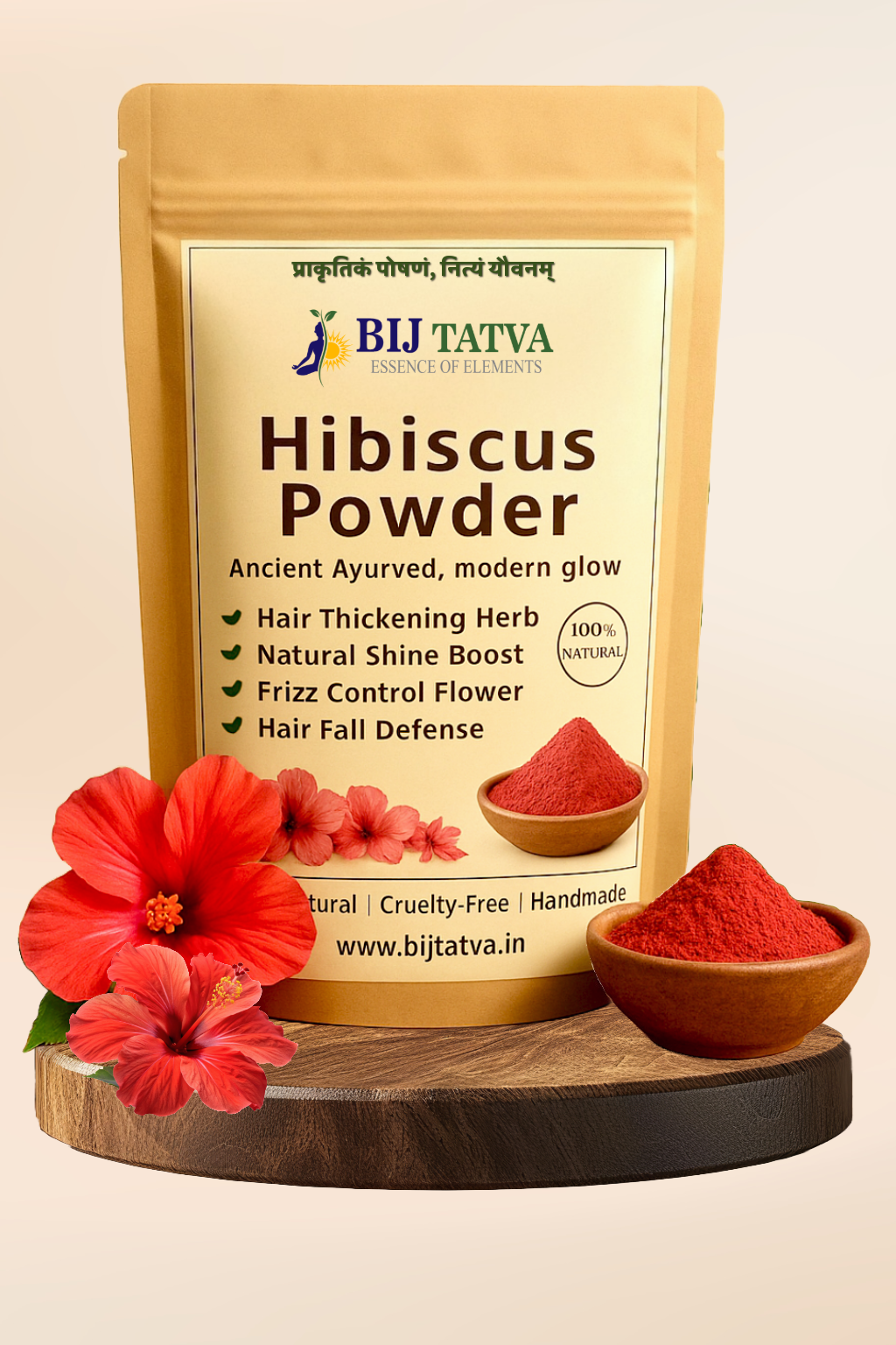 BIJ Tatva Hibiscus Hair Powder – Ayurvedic Hair Care for Growth, Shine, and Scalp Nourishment