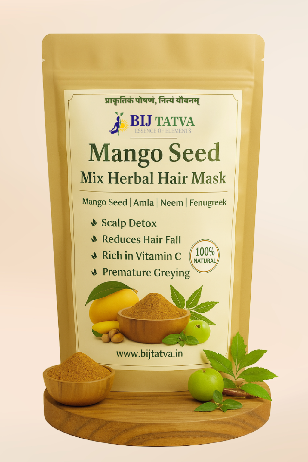 BIJ Tatva Mango Seed Herbal Hair Mask – Ayurvedic Solution for Hair Fall and Growth