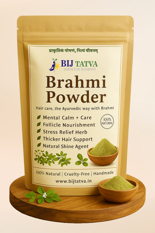 BIJ Tatva Brahmi Powder – Ayurvedic Herb for Hair Growth, Stress Relief, and Scalp Health


